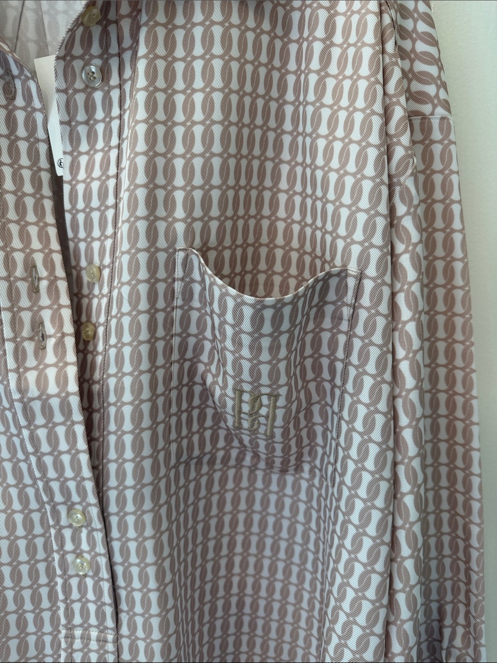 Brand New By Malene Birger Maye Monogram Beige Button-Front Tunic Shirt - Picture 7 of 10